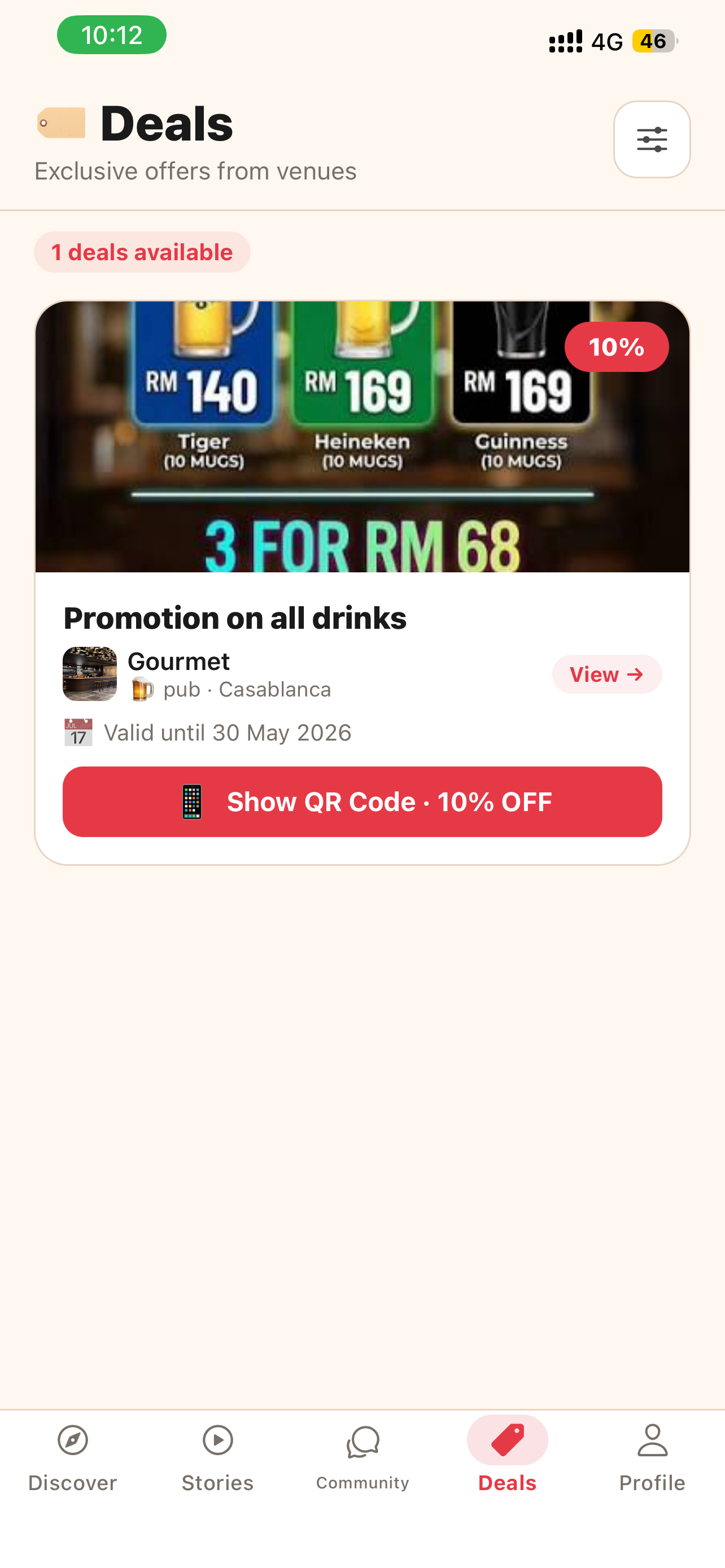 Tablio Deals — exclusive venue offers